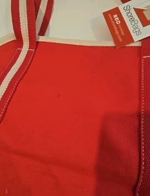 Shorebags Large Canvas Boat Tote Red Beige NWT - Thumbnail 6