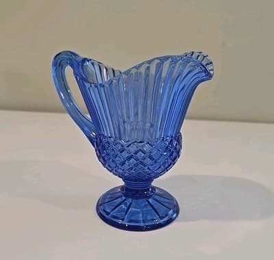 Vintage AVON Cobalt Blue Mt. Vernon Medallion Ribbed / Diamond Pitcher, Perfect - Thumbnail 7
