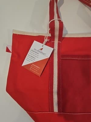 Shorebags Large Canvas Boat Tote Red Beige NWT - Thumbnail 3