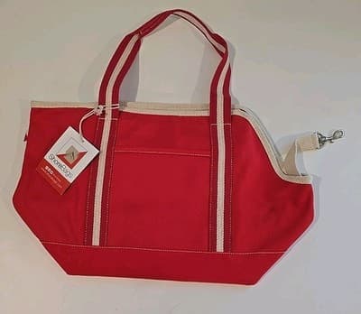 Shorebags Large Canvas Boat Tote Red Beige NWT