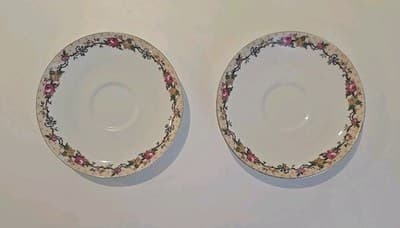 Ahrenfeldt Reizenstein Limoges Rose Gold Trim French Cottage Cup With 2 Saucers - Thumbnail 3
