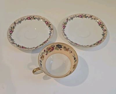 Ahrenfeldt Reizenstein Limoges Rose Gold Trim French Cottage Cup With 2 Saucers