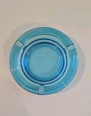 Anchor Hocking Electric BLUE GLASS ASHTRAY Vintage - Thumbnail 3