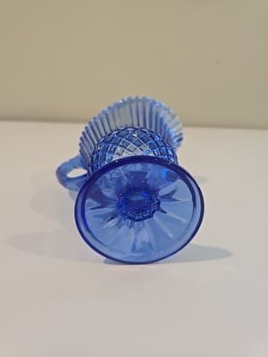 Vintage AVON Cobalt Blue Mt. Vernon Medallion Ribbed / Diamond Pitcher, Perfect - Thumbnail 2