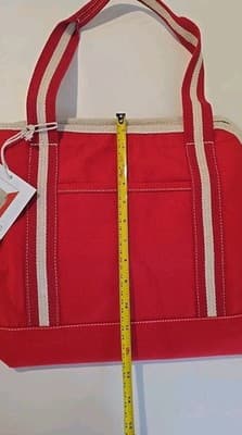 Shorebags Large Canvas Boat Tote Red Beige NWT - Thumbnail 2