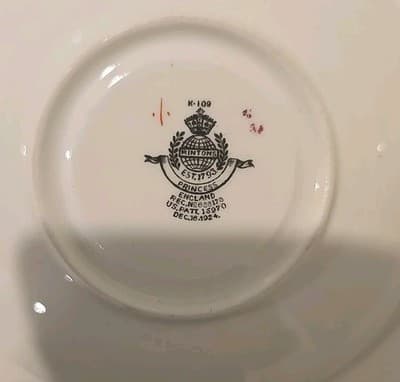 Minton China Princess Demi Cup Saucer Demitasse Yellow Flower Blue 1924 England - Thumbnail 5