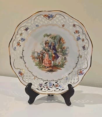 VINTAGE CICO Portrait Porcelain BOWL Lattice Reticulated in Germany US Zone