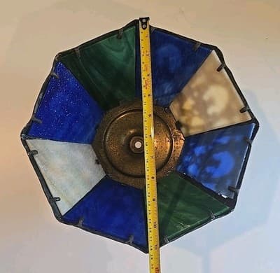 Antique Spelter Slag Glass Lamp Shade Fruit Flower Basket - Thumbnail 10