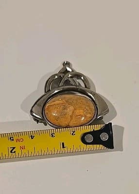 Vintage Jasper Gemstone Silver Plated Handmade Brooch - Thumbnail 7