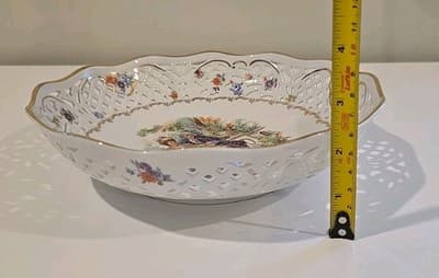 VINTAGE CICO Portrait Porcelain BOWL Lattice Reticulated in Germany US Zone - Thumbnail 4
