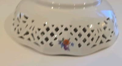 VINTAGE CICO Portrait Porcelain BOWL Lattice Reticulated in Germany US Zone - Thumbnail 5