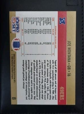 1990 Pro Set Cincinnati #8 Joe Montana W2 San Francisco 49ers - Thumbnail 2