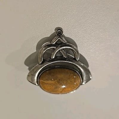 Vintage Jasper Gemstone Silver Plated Handmade Brooch - Thumbnail 2