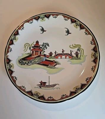 Antique Porcelain China Plate. Hand Painted Beautiful Design Warner 10in - Thumbnail 3