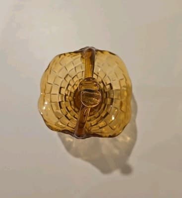 Vintage Amber Glass Basket Hand Blown Handle Basket Candy Dish Trinket Dish - Thumbnail 5