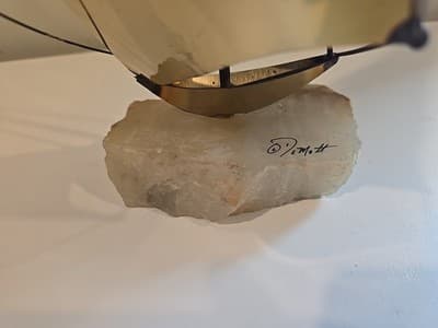 DeMott Brass Sailboat 8" Sculpture Onyx Base Signed - Thumbnail 4