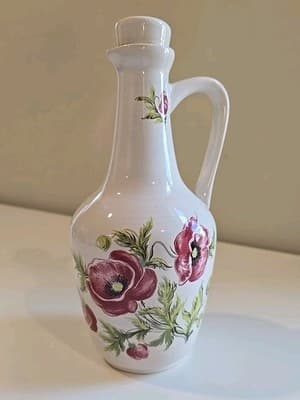 Vintage Ulmer Keramik Floral Vase Pitcher with Cork 9 1/2"