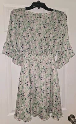 Chenault Green Blue Floral Mini Dress M