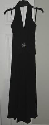 VTG Black Scott McClintock Maxi Dress Prom Formal Evening Black Rhinestone Sz 6