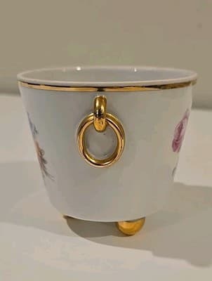 Weisswasser Ice Bucket Porcelain Bucket Floral Gold Gilt Trim Made in Germany 4" - Thumbnail 6