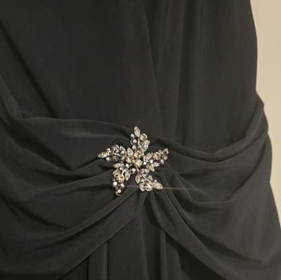VTG Black Scott McClintock Maxi Dress Prom Formal Evening Black Rhinestone Sz 6 - Thumbnail 8