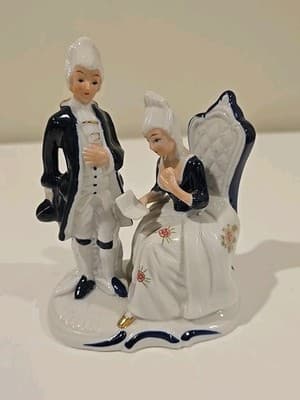 Blue & White Vintage Porcelain Colonial Figurines