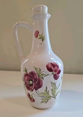 Vintage Ulmer Keramik Floral Vase Pitcher with Cork 9 1/2" - Thumbnail 5
