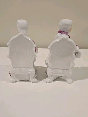 Vintage Victorian Porcelain Couple And table figurines. Having Tea 2 Piece Set - Thumbnail 4