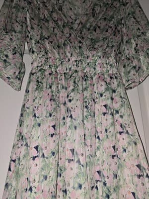 Chenault Green Blue Floral Mini Dress M - Thumbnail 7