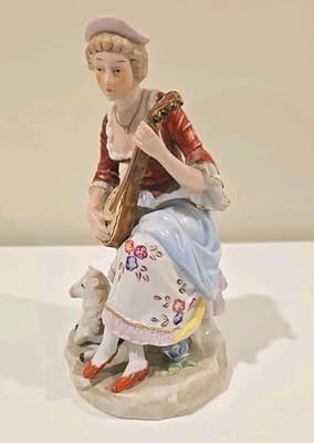 Antique Sitzendorf Porcelain Boy Young Man Figurine Germany With Flower Basket - Thumbnail 10