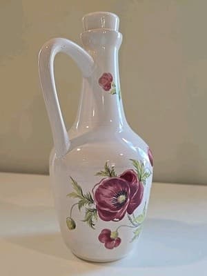 Vintage Ulmer Keramik Floral Vase Pitcher with Cork 9 1/2" - Thumbnail 4
