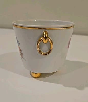 Weisswasser Ice Bucket Porcelain Bucket Floral Gold Gilt Trim Made in Germany 4" - Thumbnail 4