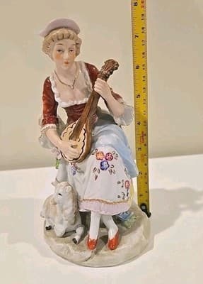 Antique Sitzendorf Porcelain Boy Young Man Figurine Germany With Flower Basket - Thumbnail 2