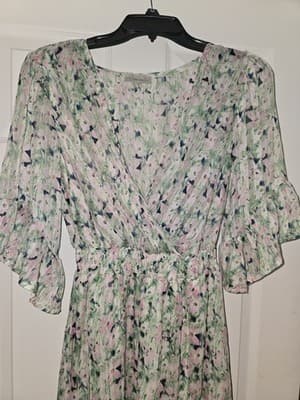 Chenault Green Blue Floral Mini Dress M - Thumbnail 6