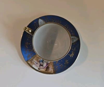 Lenwile China Ardalt Tea Cup and Saucer Blue Gold Gilt Mother Child - Thumbnail 7