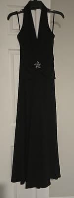 VTG Black Scott McClintock Maxi Dress Prom Formal Evening Black Rhinestone Sz 6 - Thumbnail 2