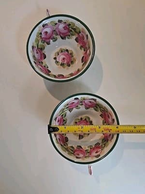 Antique Saxe Charles Ahrenfeldt & Son Floral Teacup Set of 2 - Germany - Thumbnail 3