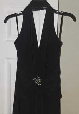 VTG Black Scott McClintock Maxi Dress Prom Formal Evening Black Rhinestone Sz 6 - Thumbnail 3
