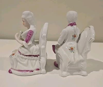Vintage Victorian Porcelain Couple And table figurines. Having Tea 2 Piece Set - Thumbnail 3