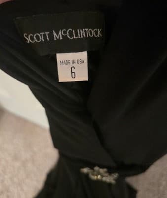 VTG Black Scott McClintock Maxi Dress Prom Formal Evening Black Rhinestone Sz 6 - Thumbnail 9