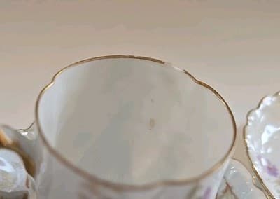 RARE Limoges Martial Redon Antique Plates, Tea Cup & Saucer Peach Gold Floral - Thumbnail 7