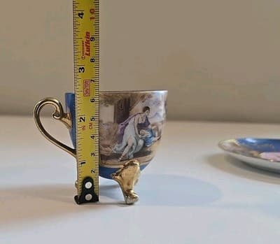 Lenwile China Ardalt Tea Cup and Saucer Blue Gold Gilt Mother Child - Thumbnail 8