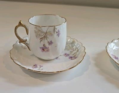 RARE Limoges Martial Redon Antique Plates, Tea Cup & Saucer Peach Gold Floral - Thumbnail 5
