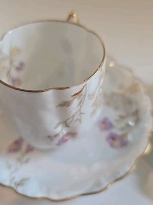 RARE Limoges Martial Redon Antique Plates, Tea Cup & Saucer Peach Gold Floral - Thumbnail 8