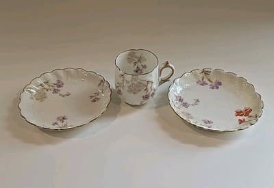RARE Limoges Martial Redon Antique Plates, Tea Cup & Saucer Peach Gold Floral - Thumbnail 2