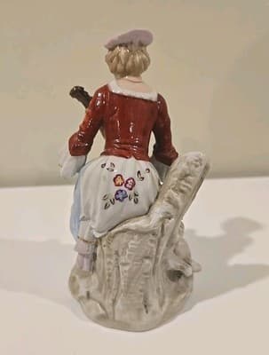Antique Sitzendorf Porcelain Boy Young Man Figurine Germany With Flower Basket - Thumbnail 6