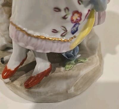 Antique Sitzendorf Porcelain Boy Young Man Figurine Germany With Flower Basket - Thumbnail 9