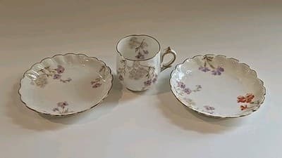 RARE Limoges Martial Redon Antique Plates, Tea Cup & Saucer Peach Gold Floral