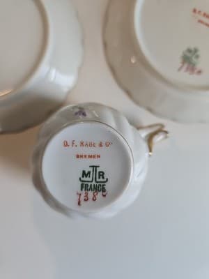 RARE Limoges Martial Redon Antique Plates, Tea Cup & Saucer Peach Gold Floral - Thumbnail 12