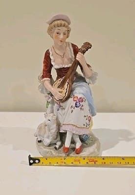 Antique Sitzendorf Porcelain Boy Young Man Figurine Germany With Flower Basket - Thumbnail 3